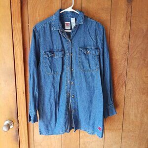 Vintage 90s Marisa Canvas Denim Shirt Made in USA Women’s M 100% Cotton